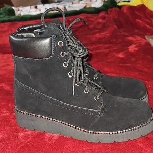 Vaneli Zeno boot in black suede with a silver studded welt Size 8 N